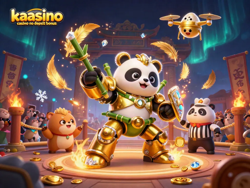 Play and win with the kaasino casino no deposit bonus, featuring dynamic casino game elements and fun characters.