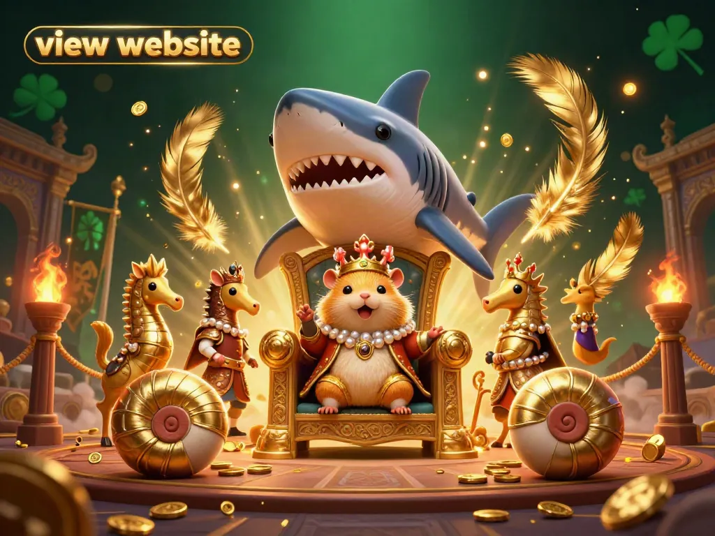 Experience gaming thrill with the golden hamster king on a thrilling throne in this exciting casino scene.