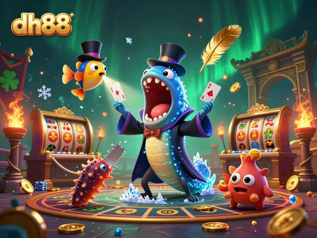 Engage with dh88's exciting casino scene featuring bioluminescent characters and dynamic game elements.