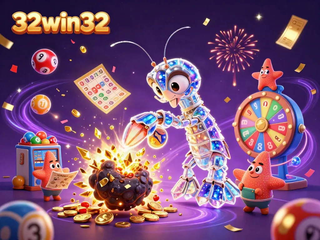 Experience thrilling gameplay with 32win32 as a 3D mantis shrimp battles for riches among lottery balls and treasures.